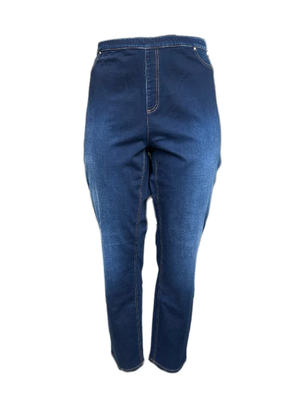 Marina Rinaldi Women's Blue Ibisco Straight Denim Pants Size 22W/31 NWT Cozy Lounge Pants