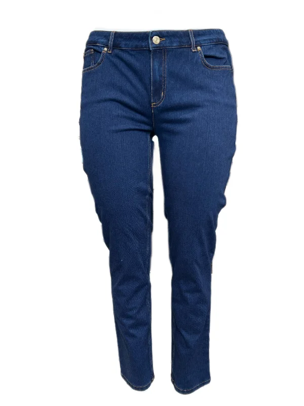 Marina Rinaldi Women's Blue Incontro Low Rise Denim Pants NWT Trendy Printed Pants