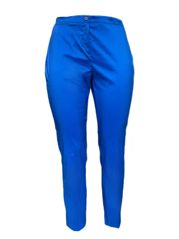 Marina Rinaldi Women's Blue Recoaro Mid Rise Slim Pants NWT Chic Wool Trousers