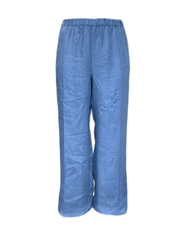 Marina Rinaldi Women's Blue Regolare Elastic Waist Flax Pants Size 22W/31 NWT Casual Lounge Pants Marina Rinaldi Women's Blue Regolare Elastic Waist Flax Pants Size 22W/31 NWT Casual Lounge Pants