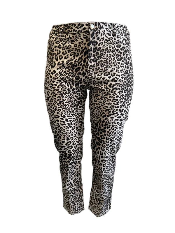Marina Rinaldi Women's Brown Recanati Animal Printed Slim Fit Pants NWT Comfy Cargo Trousers Marina Rinaldi Women's Brown Recanati Animal Printed Slim Fit Pants NWT Comfy Cargo Trousers
