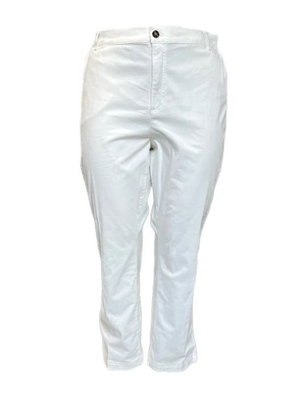Marina Rinaldi Women's White Raduno Mid Rise Straight Pants Size 20W/29 NWT Soft Cotton Pants Marina Rinaldi Women's White Raduno Mid Rise Straight Pants Size 20W/29 NWT Soft Cotton Pants
