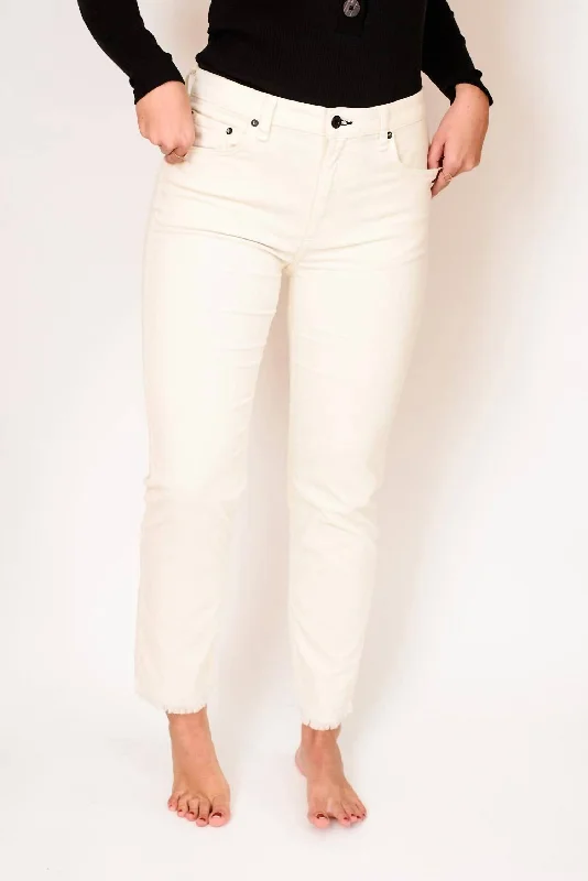 Mid Rise Straight Pant In Winter White High-Waist Jogger Pants