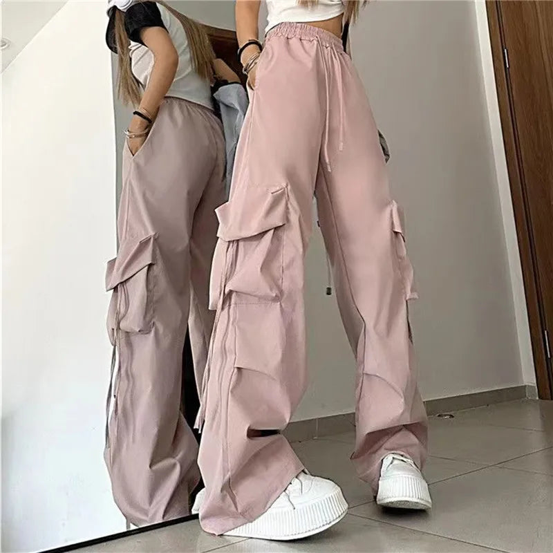 Cargo Pants Women Streetwear Loose Wide Leg Pants Harajuku Vintage Solid Baggy Cozy Knit Pants Cargo Pants Women Streetwear Loose Wide Leg Pants Harajuku Vintage Solid Baggy Cozy Knit Pants