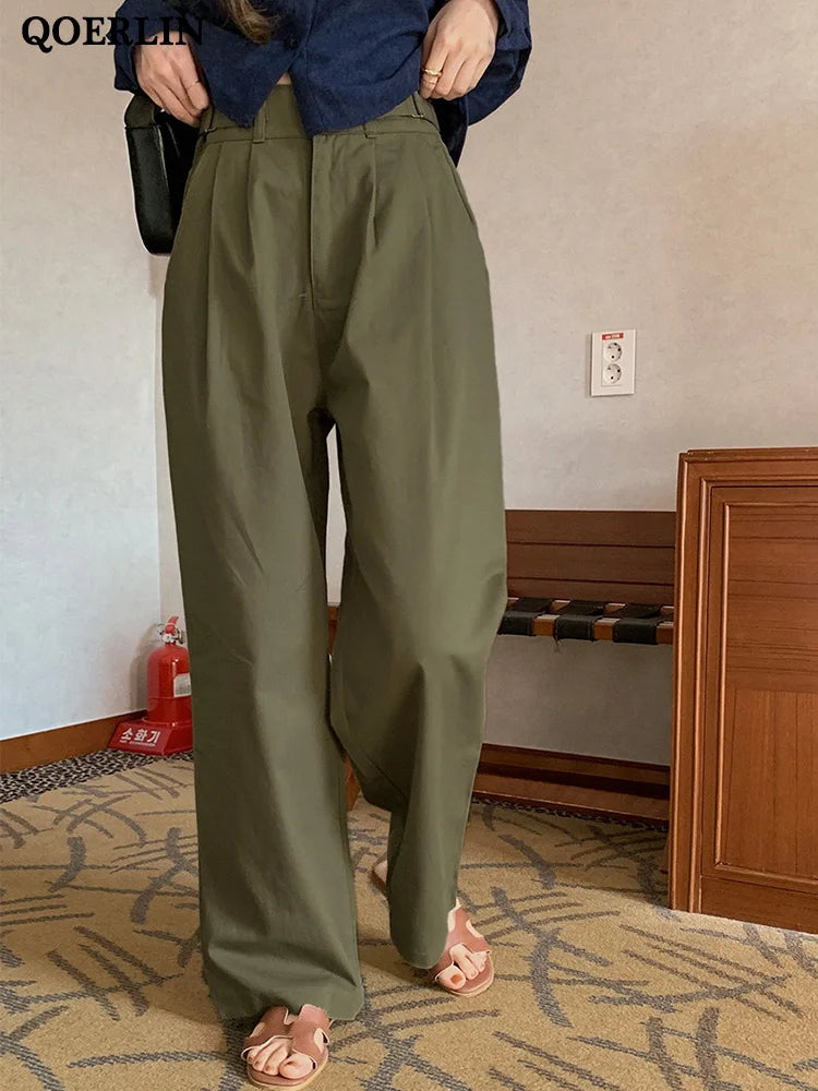 Minimalism Casual Women Suit Pants Wide Leg Pants Straight Floor Pants Comfortable Fleece Pants Minimalism Casual Women Suit Pants Wide Leg Pants Straight Floor Pants Comfortable Fleece Pants