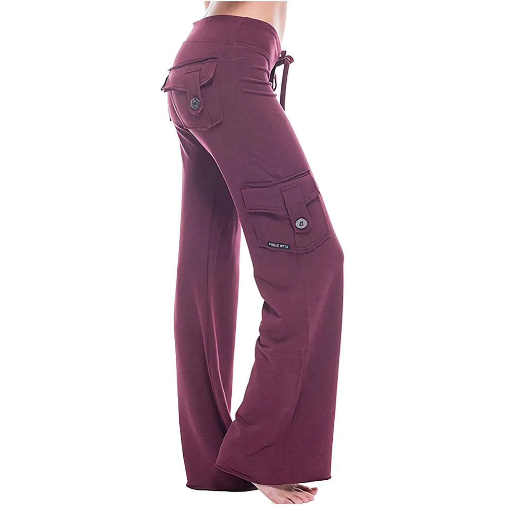solid color multi-pocket belt sports comfortable casual straight-leg cargo pants High-Waist Trousers solid color multi-pocket belt sports comfortable casual straight-leg cargo pants High-Waist Trousers