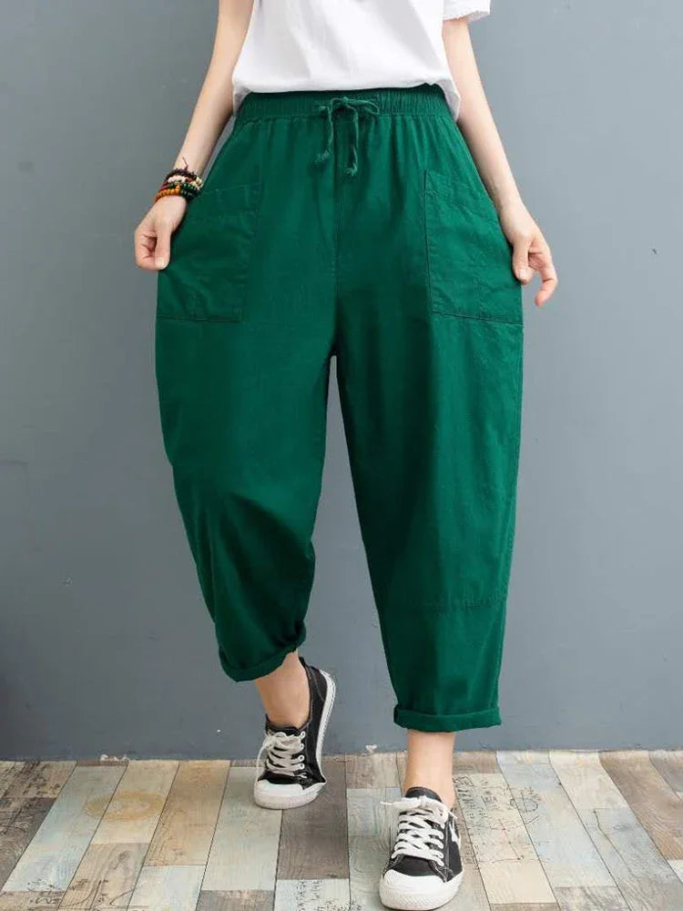 Summer Cotton Linen Harem Pants for Women 2023 Large Size Elastic Waist Lantern Pants Soft Stretch Leggings Summer Cotton Linen Harem Pants for Women 2023 Large Size Elastic Waist Lantern Pants Soft Stretch Leggings