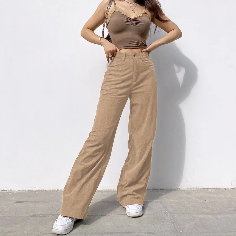 Sweetown Corduroy Joggers Women Cargo Pants 90s Streetwear Caramel Fashionable Button-Up Pants Sweetown Corduroy Joggers Women Cargo Pants 90s Streetwear Caramel Fashionable Button-Up Pants