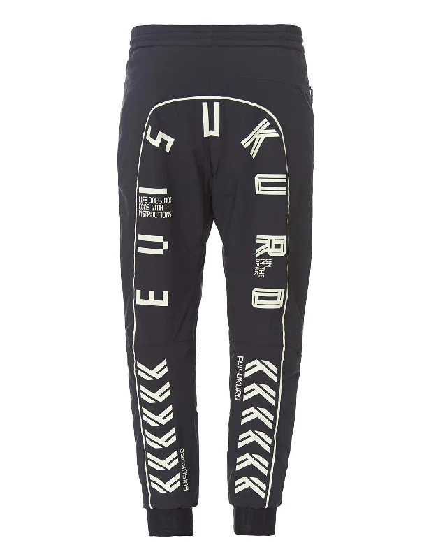 Sports Pants with Glow-in-the-dark Print High-Waist Jogger Pants