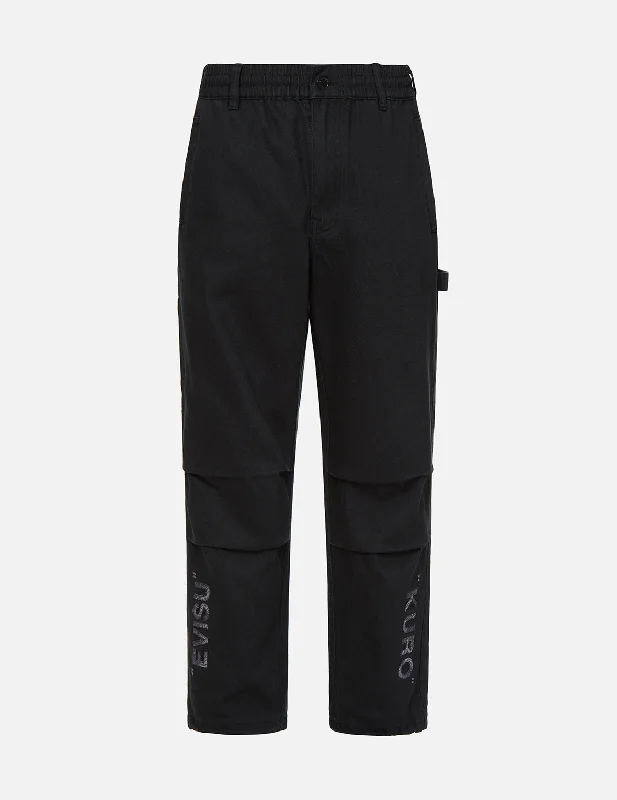 Ukiyo-E Infused Logo Embroidered Worker Pants Fashionable Sporty Pants