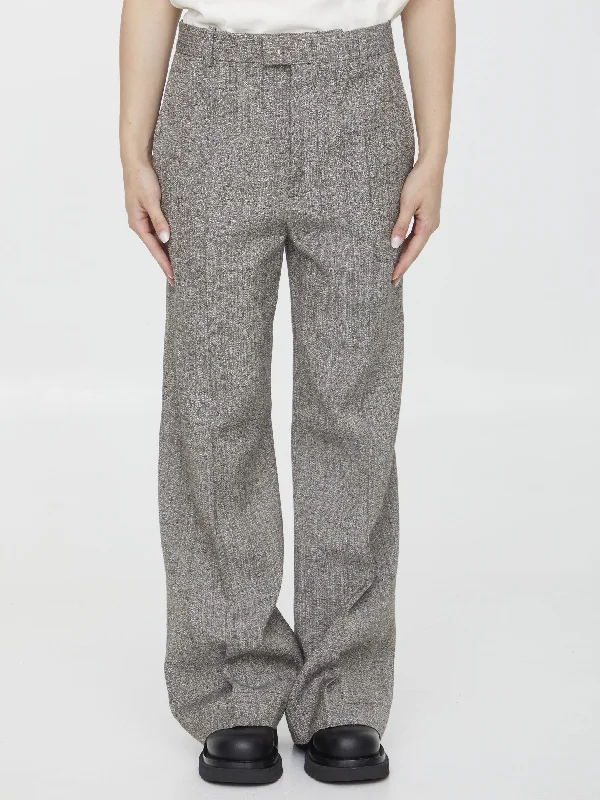 Viscose And Silk Flared Pants Casual Wide Pants