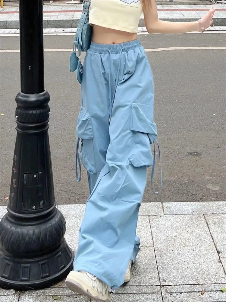 Y2k Cargo Pants Women Streetwear Casual Wide Leg Pants Harajuku Vintage Solid Elegant High-Waist Pants Y2k Cargo Pants Women Streetwear Casual Wide Leg Pants Harajuku Vintage Solid Elegant High-Waist Pants