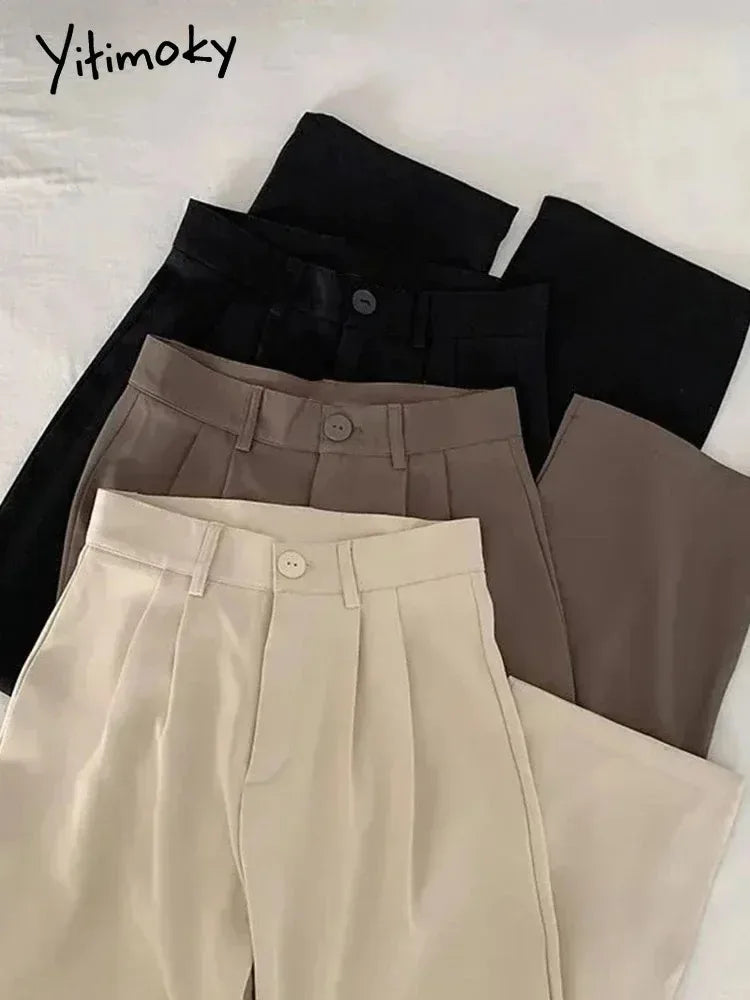 Black Suit Pants Women Casual High Waist Korean Fashion Stylish Paperbag Waist Pants Black Suit Pants Women Casual High Waist Korean Fashion Stylish Paperbag Waist Pants