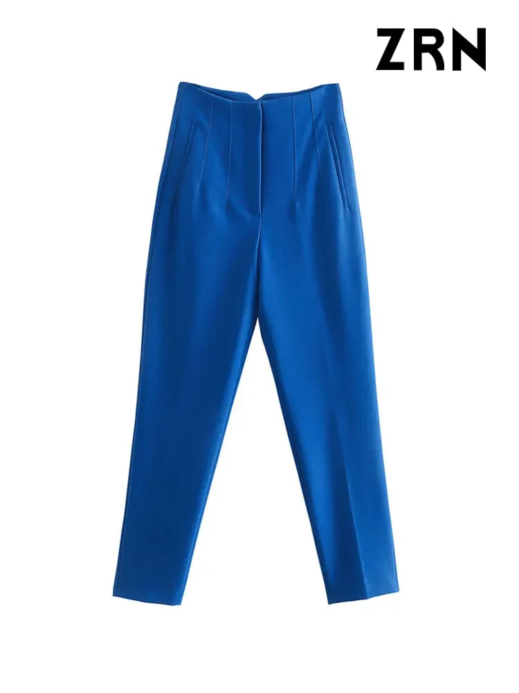Women Chic Fashion With Seam Detail Office Wear Pants Vintage High Waist Zipper High-Waist Trousers Women Chic Fashion With Seam Detail Office Wear Pants Vintage High Waist Zipper High-Waist Trousers