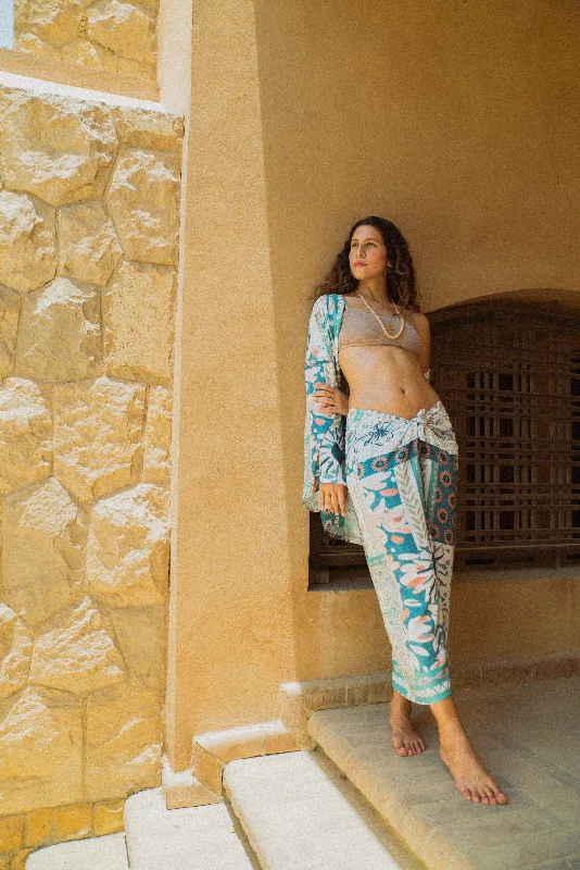 Midsummer Knot Skirt in Delicate Dreams Print silk skirt lustrous
