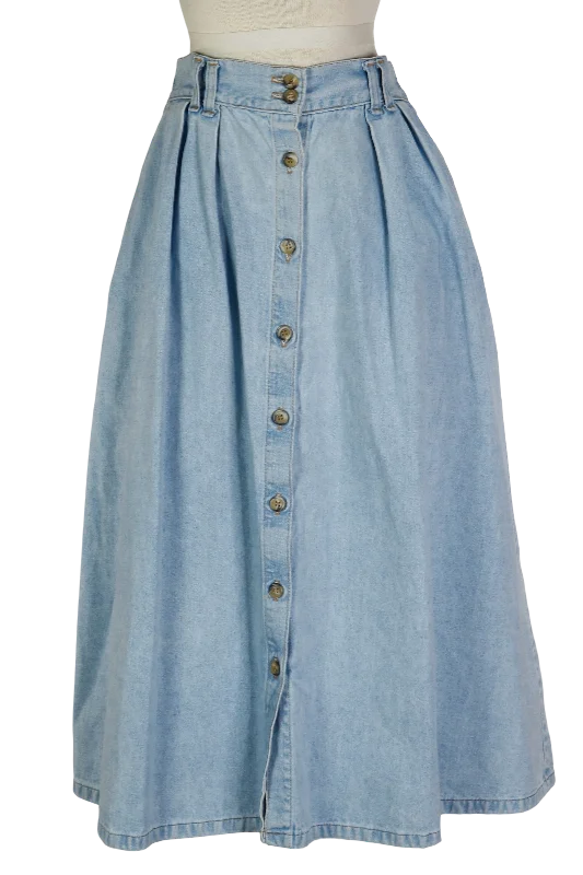 90s Denim Midi Skirt       w27 linen skirt light