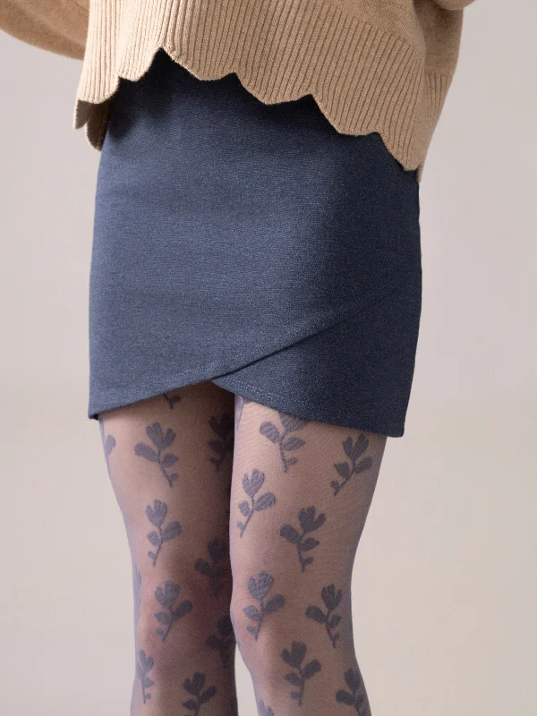 Tulip Ease Knit OTK Skirt in Heather Lake belted skirt waist