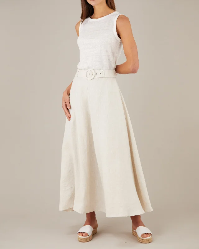 Bridgette Linen Maxi Skirt - Natural chiffon skirt airy