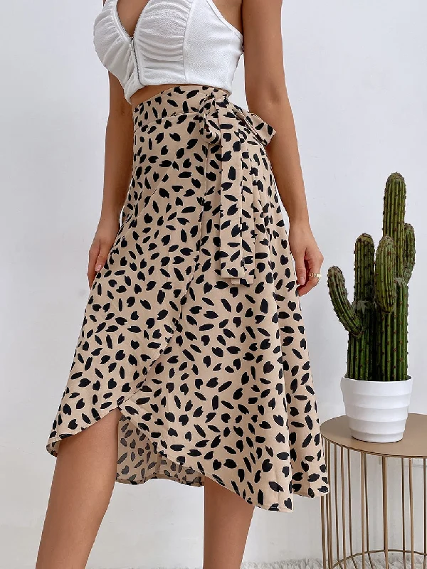 BerriesJam - Casual Print Tie Side Asymmetrical Knee Length A-Line Skirts lace skirt delicate