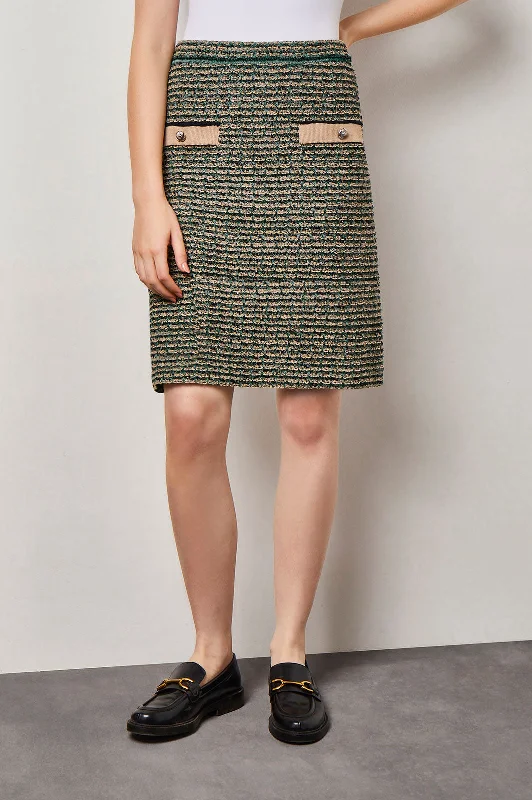 Contrast Detail Tweed Knit Pencil Skirt casual skirt length