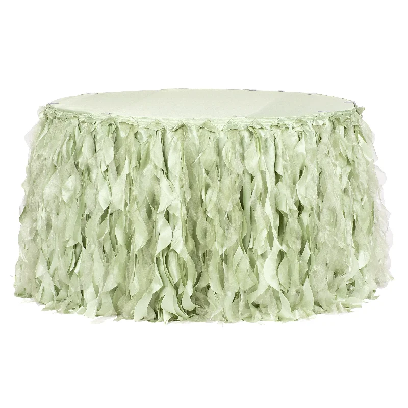 Curly Willow 17ft Table Skirt - Sage Green chiffon skirt lightweight
