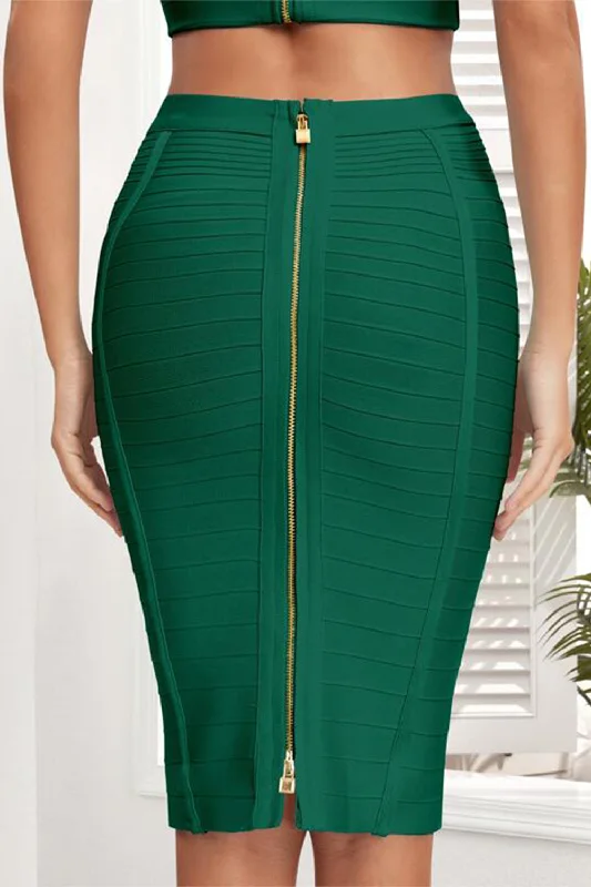 Dark Green Bandage Skirt Pencil Skirt corduroy skirt comfortable