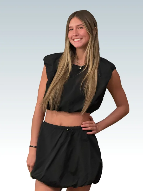 Day & Moon Bubble Set Top and Skirt Set pleated skirt texture