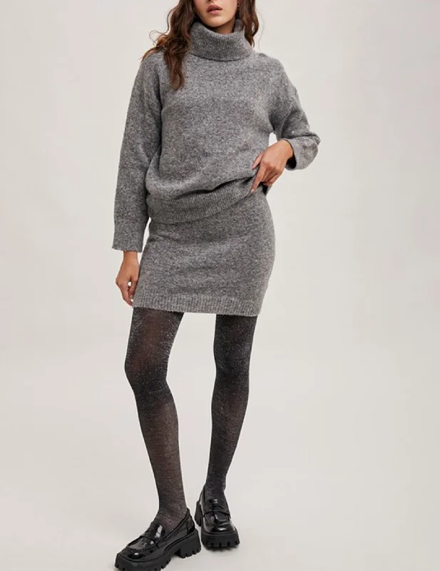Eliana Heather Grey Knit Mini Skirt vintage skirt charm