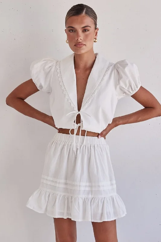 Emina Skirt (White) cashmere skirt rich
