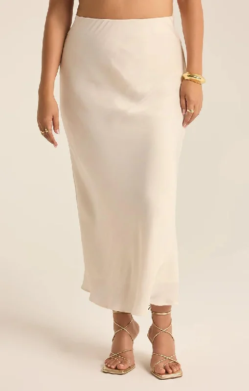 Europa Luxe Sheen Midi Skirt Sea Salt a-line skirt cut