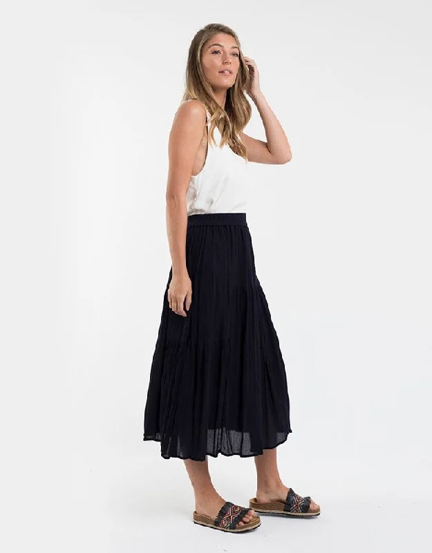 Foxwood Lina Skirt Navy linen skirt airy