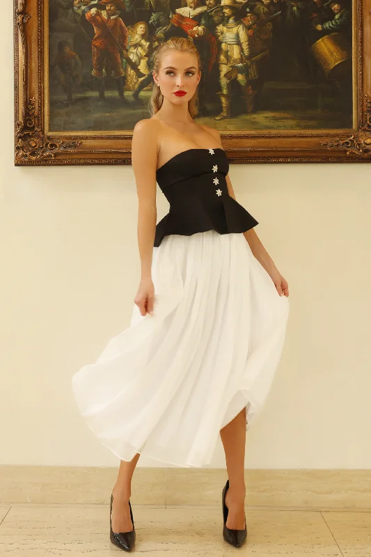 Snow Flirt White Maxi Skirt belted skirt waist