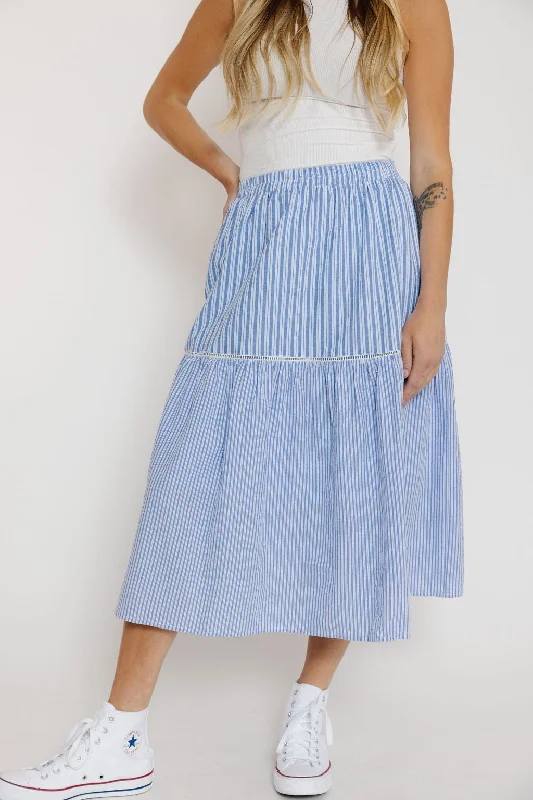 Gravity Skirt in Blue Stripe patchwork skirt art
