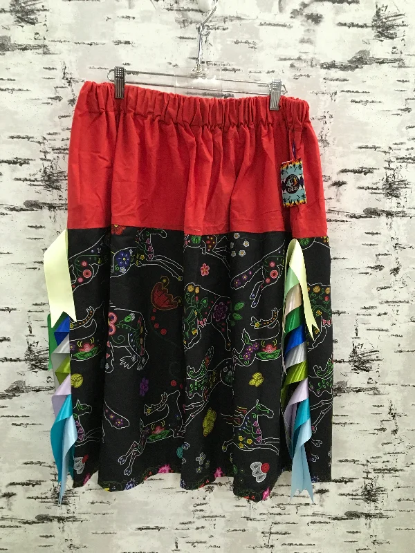 Handmade Beaded Animals Red Ribbon Skirt wool skirt sturdy