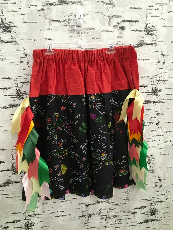 Handmade Beaded Animals Red Ribbon Skirt leather skirt modern