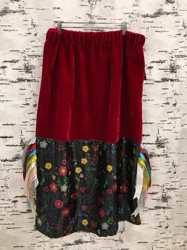 Handmade Satin Beaded Nipin and Red Velvet Ribbon Skirt tiered skirt playful