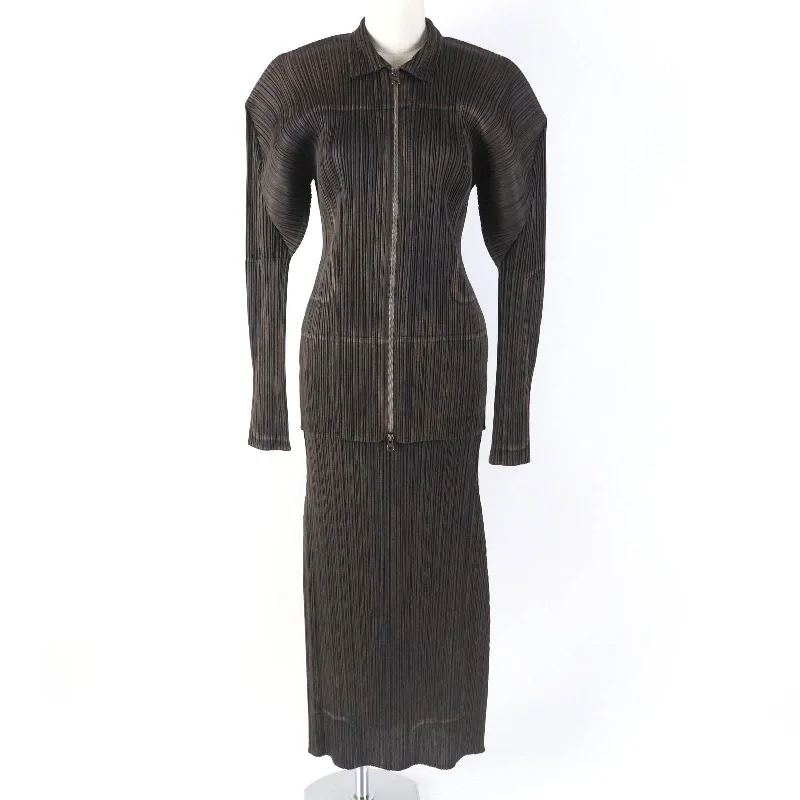 Issey Miyake Polyester Long Sleeve Skirt Set low waist skirt