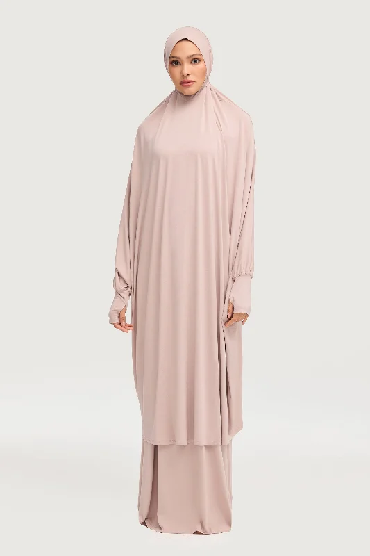 Jersey Cupro Prayer Jilbab & Skirt Set - Mink denim skirt classic