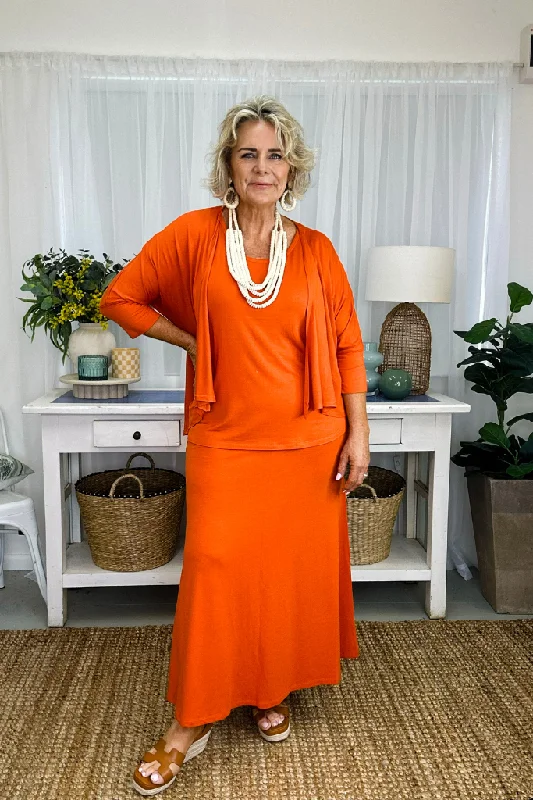 Lana Long Skirt - Flame linen skirt breathable