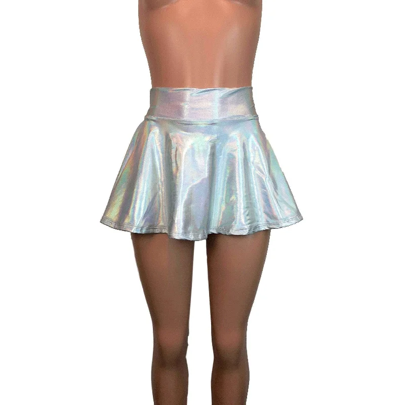 13" Skater Skirt - Opal Holographic Iridescent velvet skirt luxury