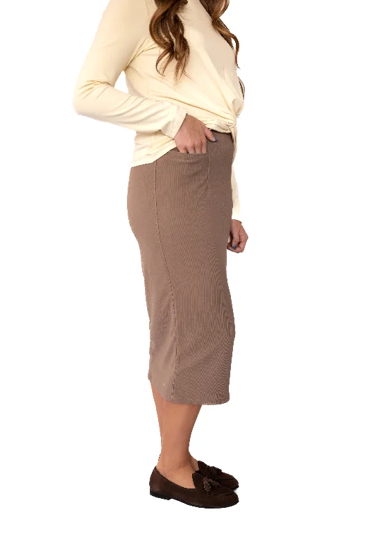 Perfect Fit Pencil Skirt 29" - Pine Bark silk skirt lustrous