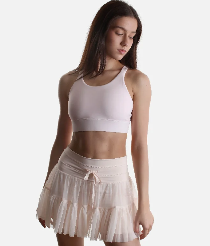 Pirouette Skort – High-Waisted Tutu Pink Skort with Pockets lace skirt intricate