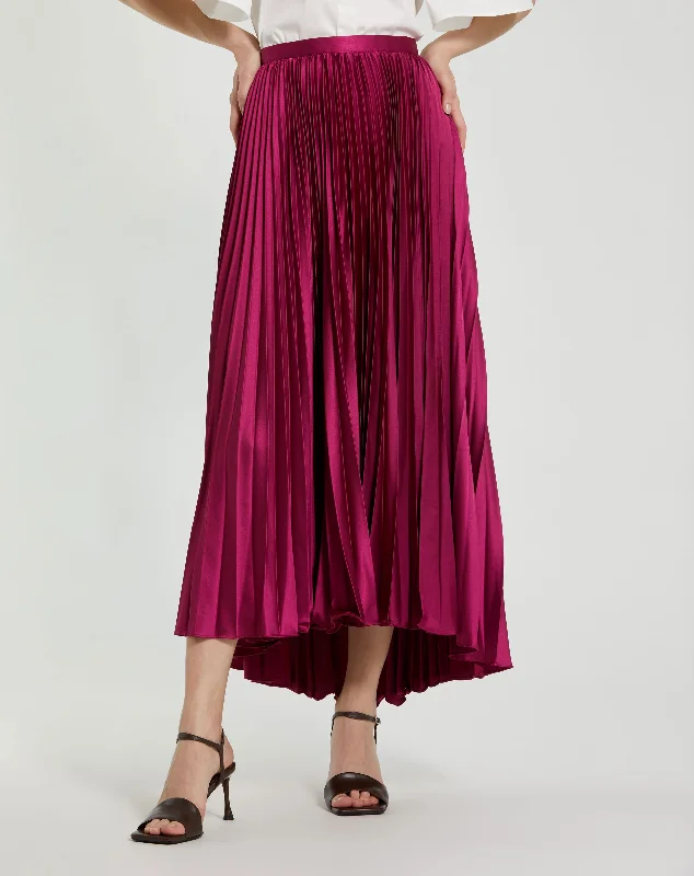 Pleated Satin Maxi Skirt wool skirt sturdy