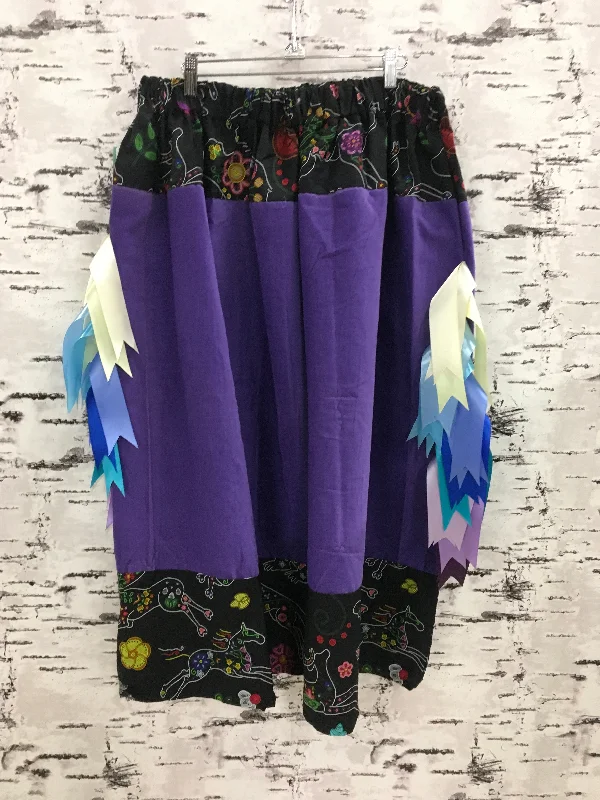 Purple with Beaded Animal Top Ribbon Skirt cashmere skirt fine