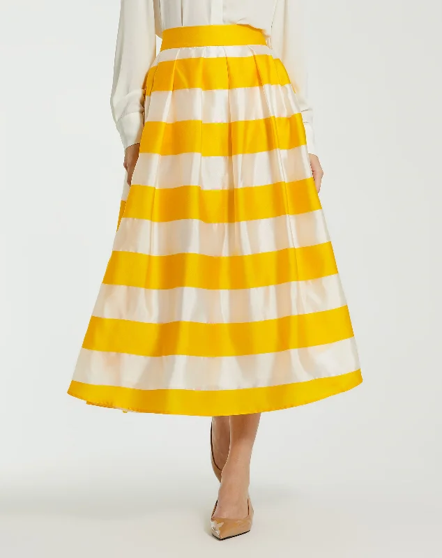 Striped Organza High Waisted Midi Skirt - FINAL SALE silk skirt smooth