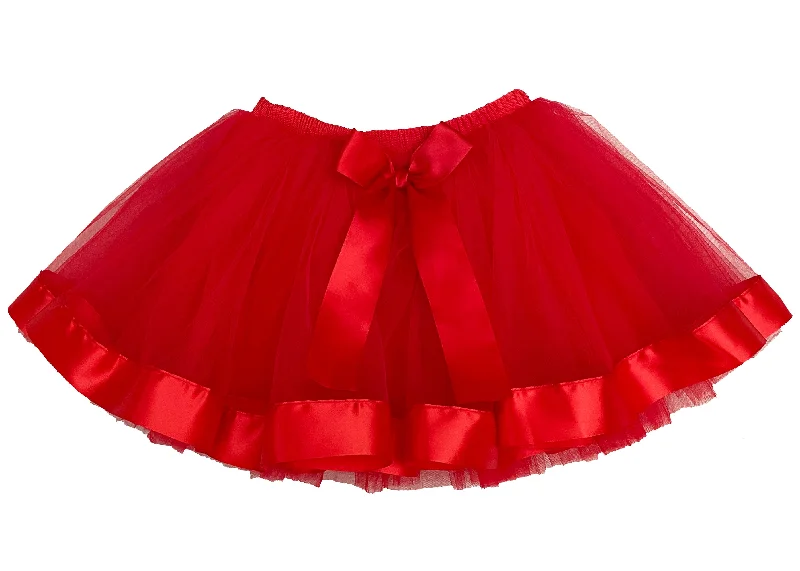 Red Wide Ribbon Tutu Skirt denim skirt trendy
