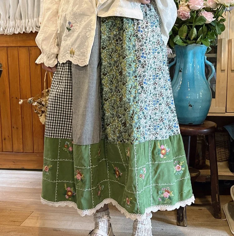 Cottagecore Forestcore Floral Skirt corduroy skirt cozy