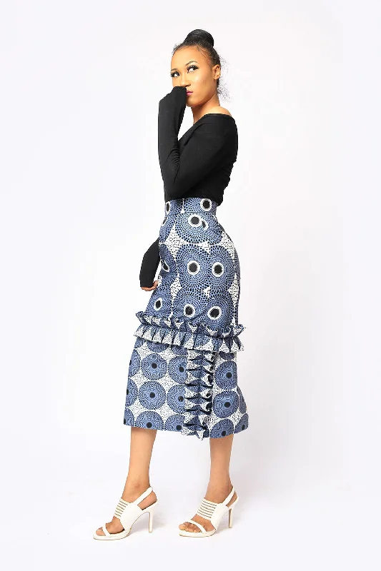 African Print Rul Skirt elastic waist skirt