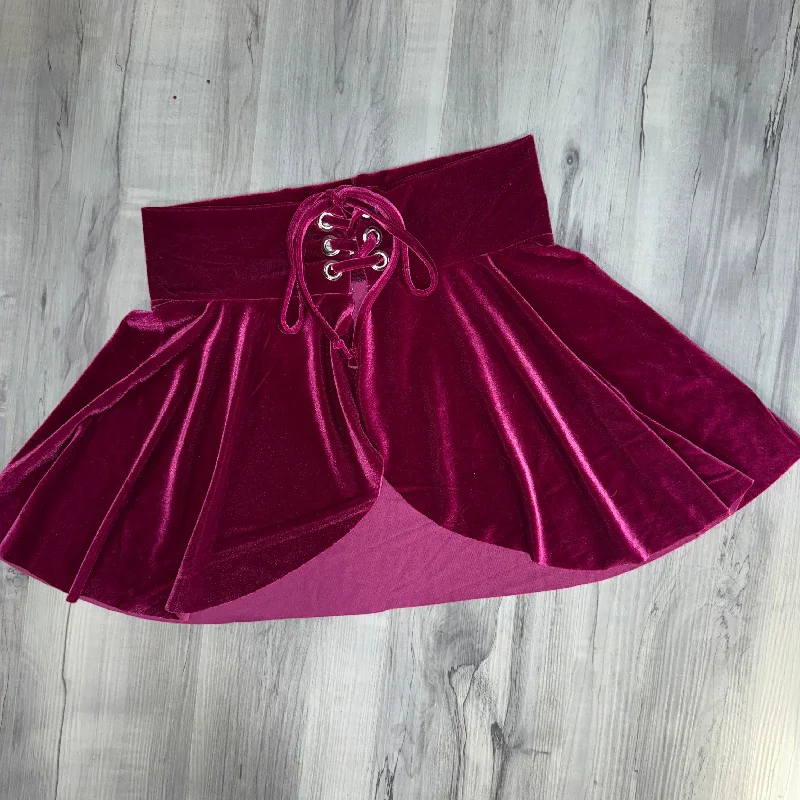SALE - 2XL - Lace-Up Corset Skirt - Fuchsia Velvet leather skirt bold