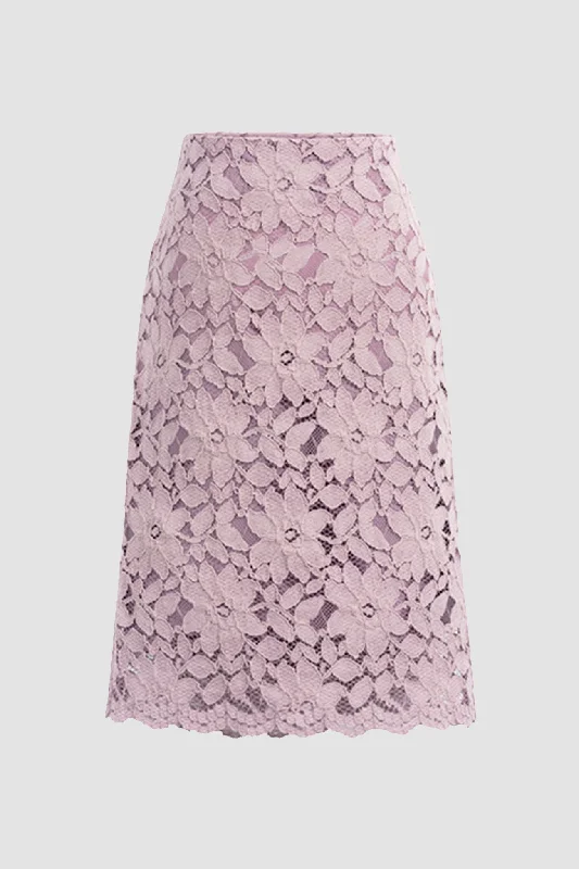 Solid Color Flower Lace Skirt lightweight skirt design